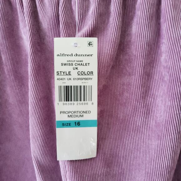 Alfred Dunner Women's Pullon Elastic Waist Classic Fit Corduroy Pants Raspberry - Picture 6 of 9